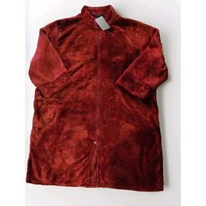 Soft & Cuddly Red Women's Plus Sz 2X Housecoat Bathrobe Zip Lounge Plush Comfy